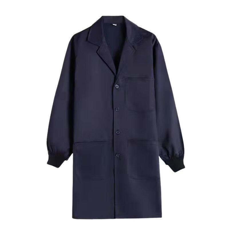 迷彩大褂罩衣劳保工作服装男耐脏透气防尘外穿衣螺纹袖口大褂 藏蓝款 大码155一220斤