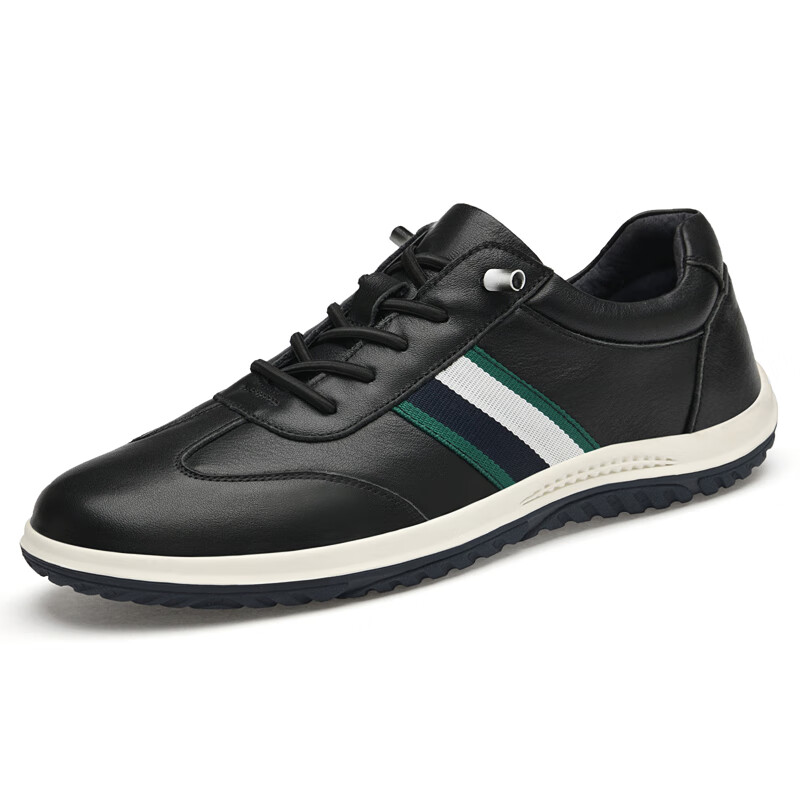 shvd春夏秋头层牛皮鞋潮流百搭小白鞋休闲皮鞋理发师鞋舒适潮鞋板鞋