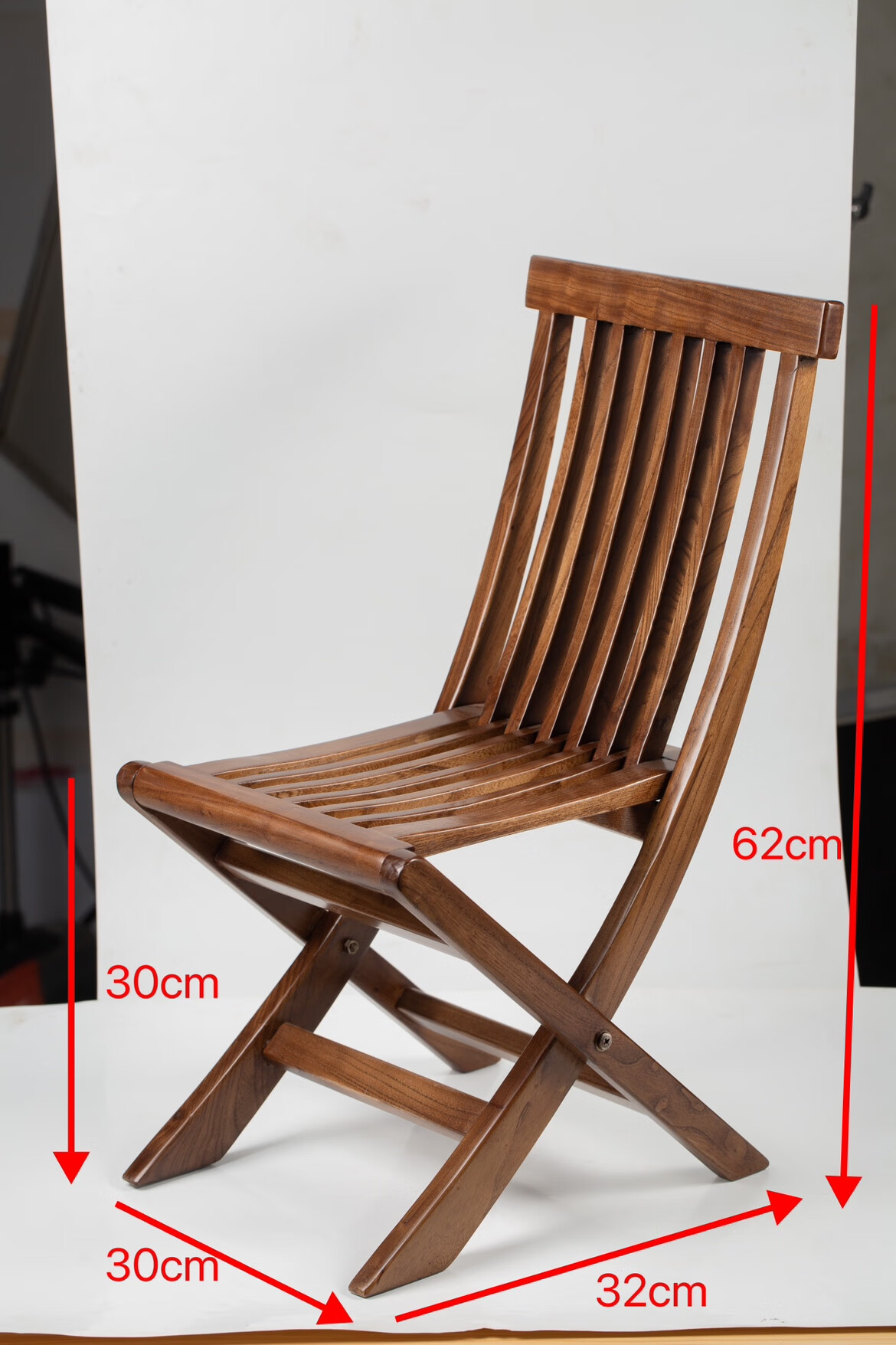 马扎折叠家用阳台榆木实木折叠椅户外民宿马扎休闲躺椅休息靠背 小号