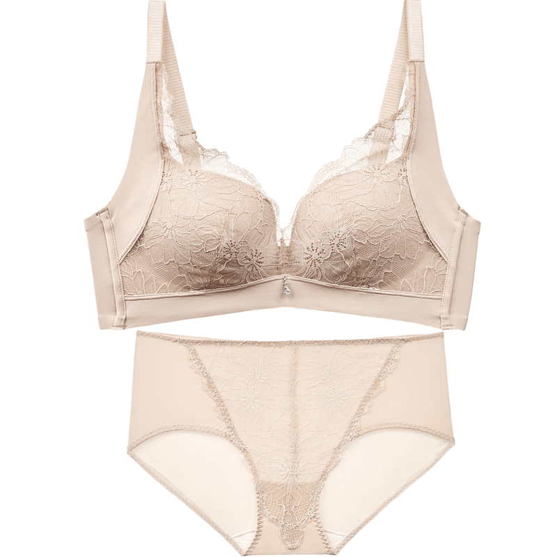 歐迪芬內(nèi)衣女無(wú)鋼圈文胸套裝蕾絲內(nèi)衣內(nèi)褲小胸聚攏胸罩 XB0330