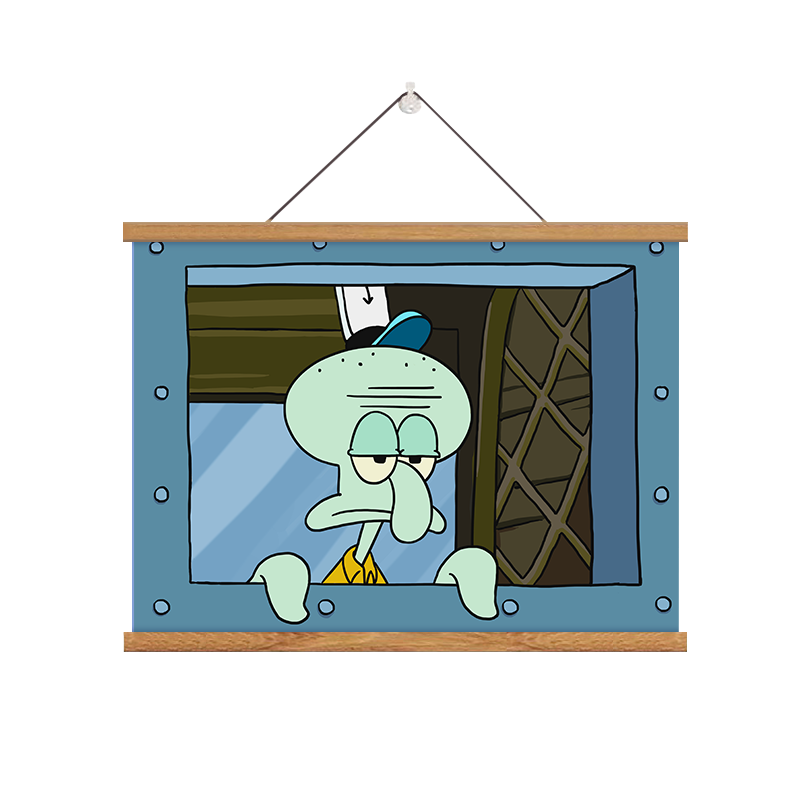 近景章鱼哥挂画宝宝房装饰画箱画卧室床头挂画派大星 章鱼哥2(送无痕