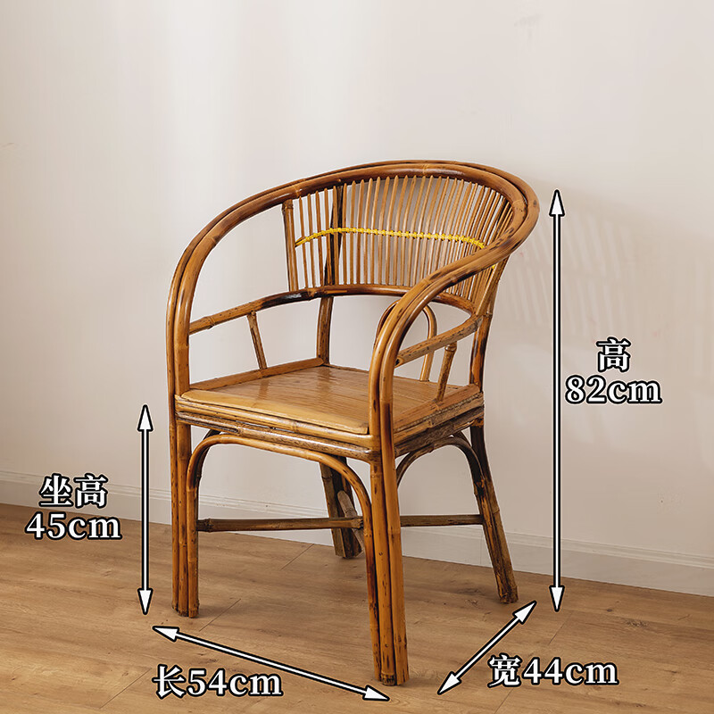秋佳靠背椅手工老式竹编家用摄影表演小竹椅编织竹圈 水竹圈椅条纹款