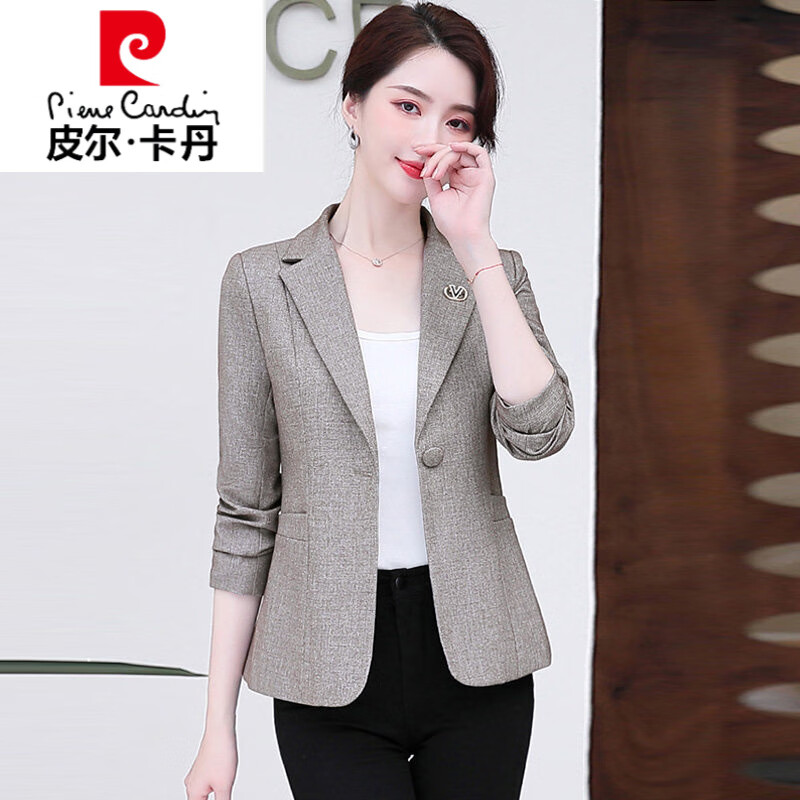 皮尔卡丹品牌高档女装小西装外套女春秋2022年秋季新款修身显瘦小个子