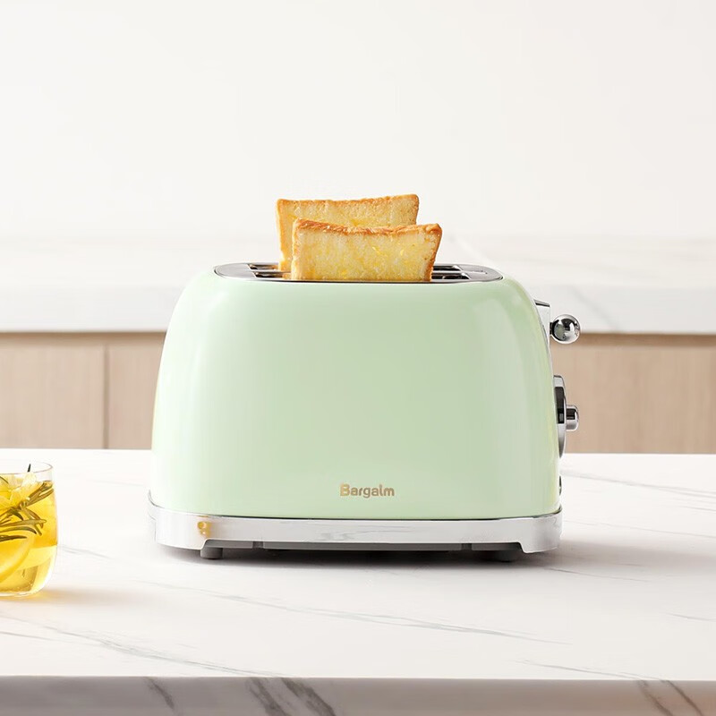 bargaim 烤面包机家用2022新款多士炉解冻加热烤吐司机 珊瑚绿