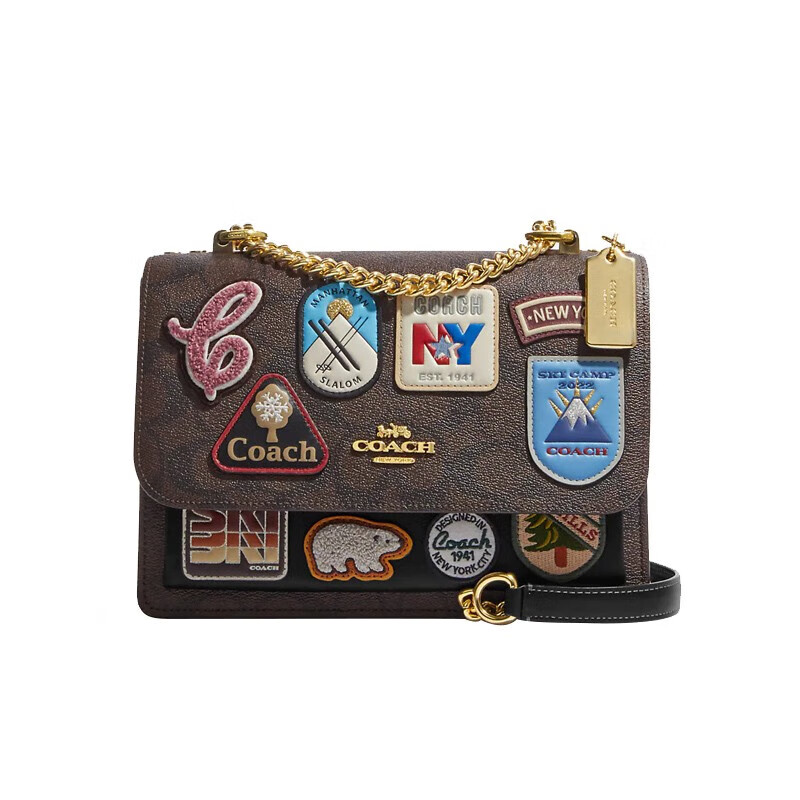 蔻驰(coach)蔻驰女包 klare crossbody 女士风琴包 老花贴画款链条包