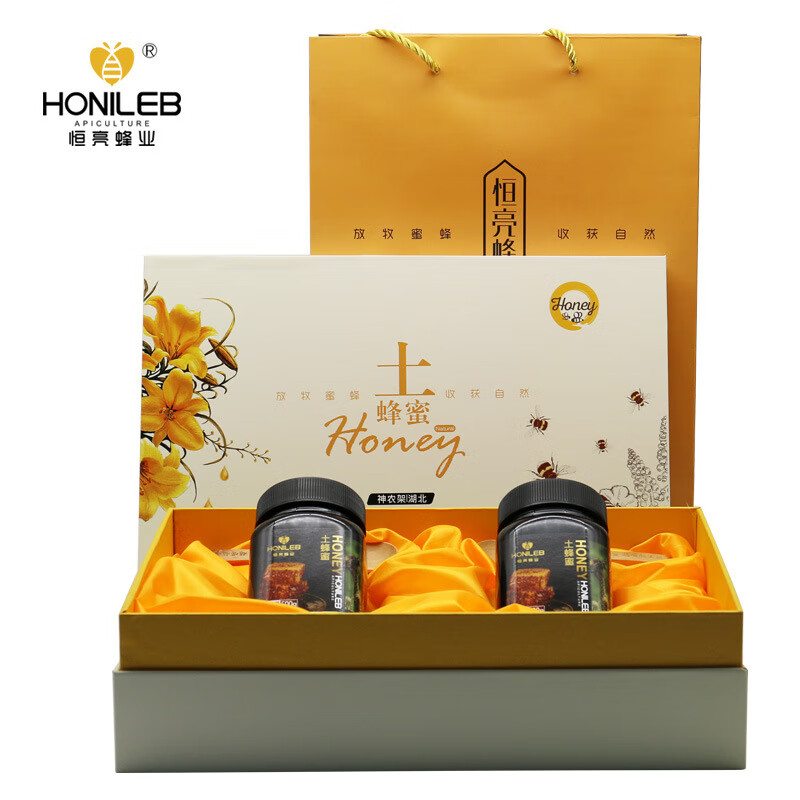 恒亮蜂业 蜂蜜礼盒中华土蜂蜜礼盒500g*2瓶装源自深山蜜源