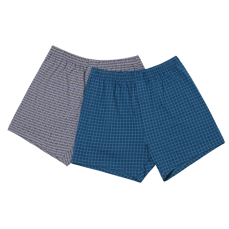 百亿补贴：铜牛男士内裤 纯棉宽松中腰条纹平角内裤 男 阿罗裤 NC002 趣味折线 1条 XL (175/100)