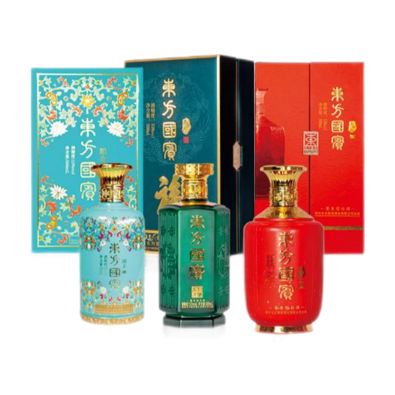 东方国宾53度 500ml酱香白酒 贵州镇酒 东方韵酒中国红福禄铂金礼盒款宴请 53度 500mL 3瓶 中国红+福禄+铂金