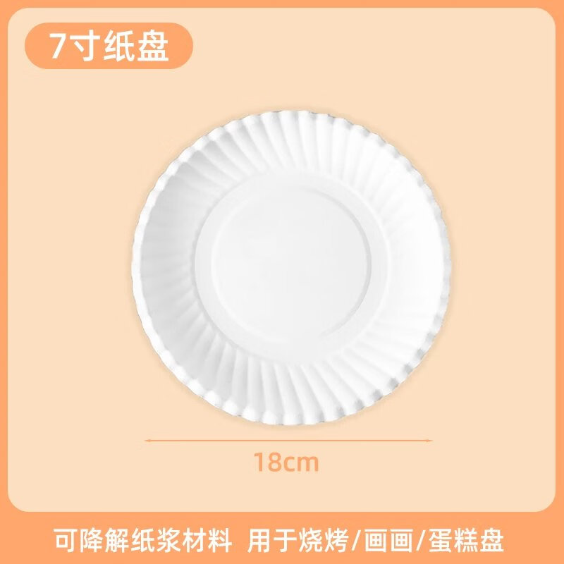 一次性餐盘生日蛋糕盘子派对纸碟餐具白加厚绘画食品小吃野餐纸盘 7寸圆盘【50个】
