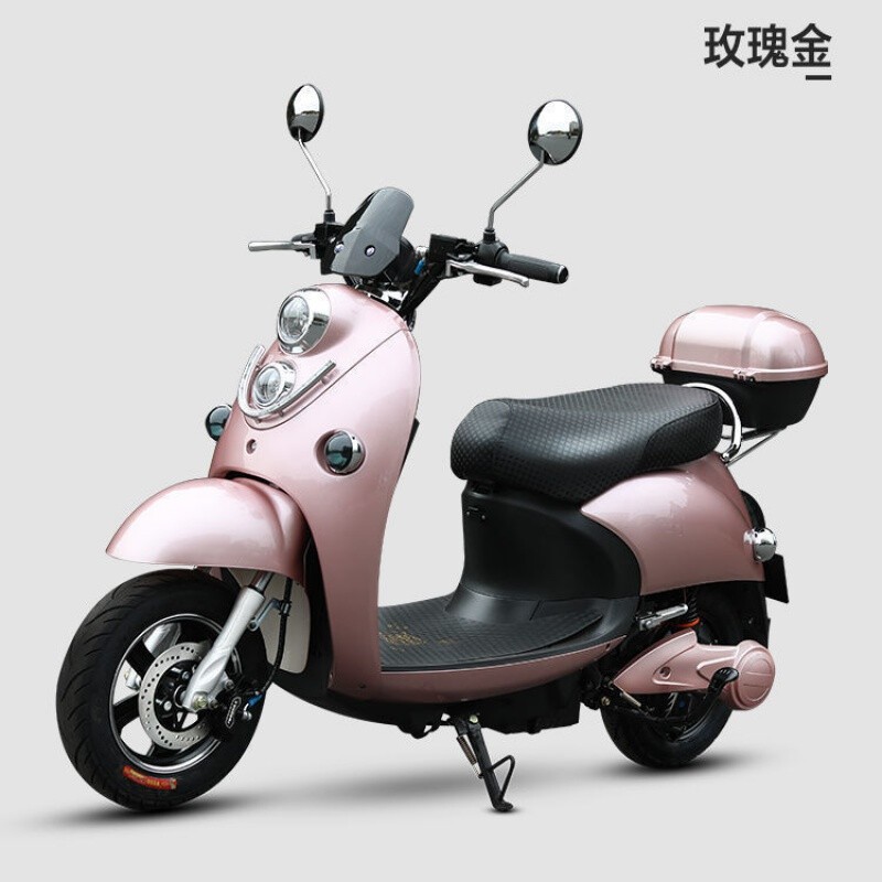 电动车60v72v小绵羊小型豪华外卖跑单长跑踏板双人男女代步车 玫瑰金