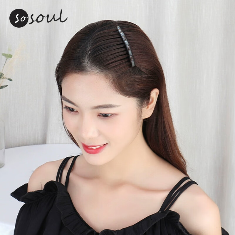 SO SOUL小号发梳前额刘海夹碎发整理神器倒插梳发卡子小夹子头饰碎发夹 中号黑色搭星空黑
