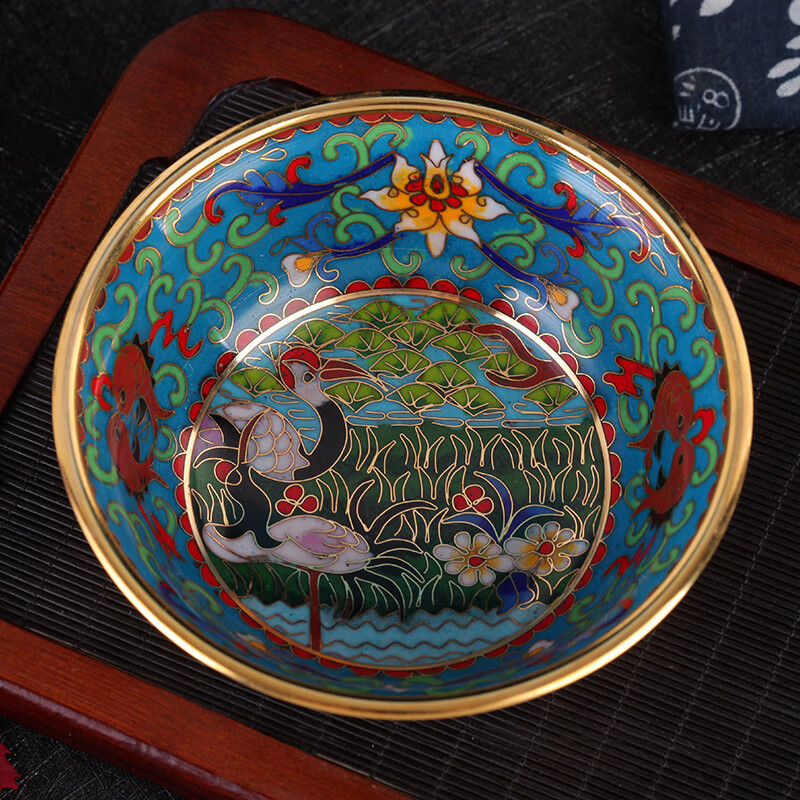 绿野客景泰蓝摆件仿古小金碗碗铜胎掐丝珐琅磨光贺寿礼结婚贺中式礼品