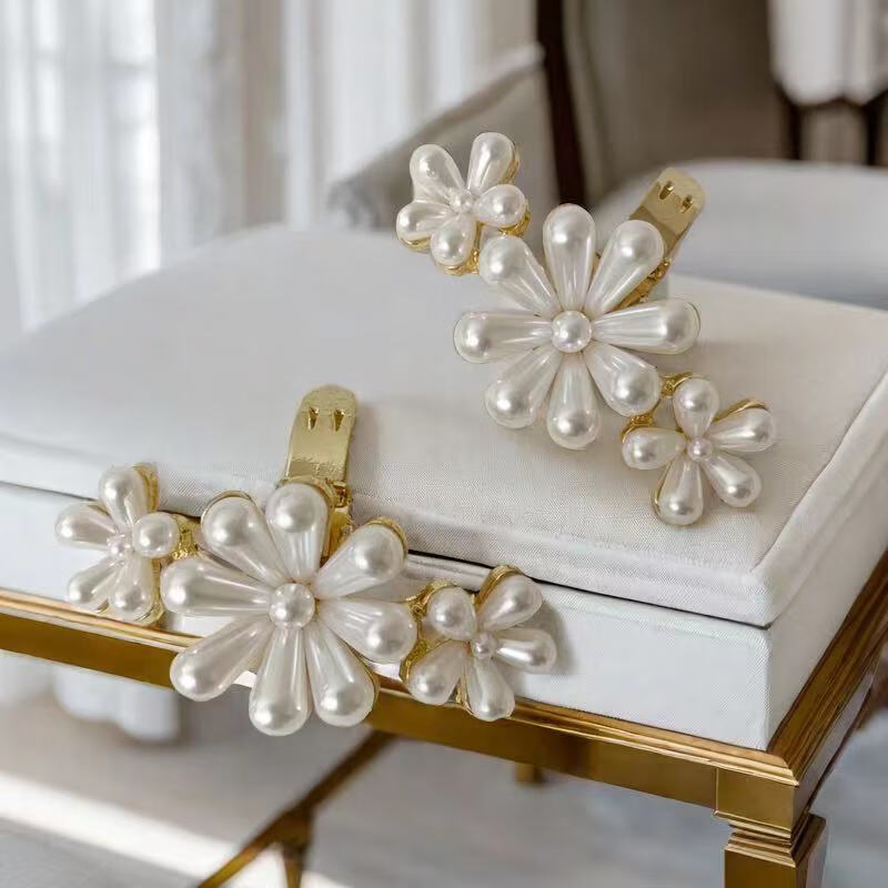 可拆卸珍珠鞋花鞋扣鞋面装饰品鞋头配件高跟鞋婚鞋配饰金 M2011金色一个