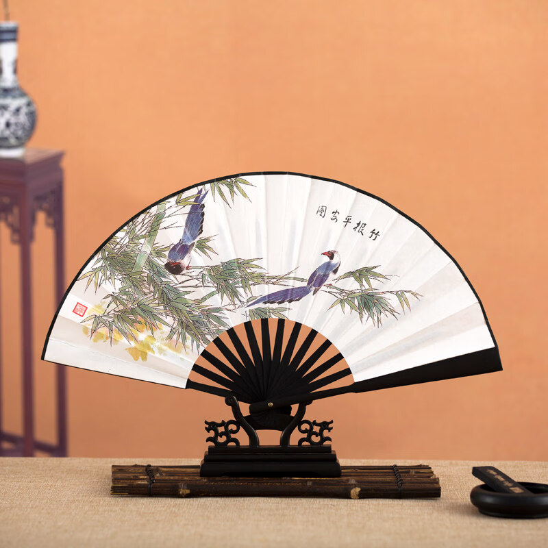 林木岛夏折扇中国风山水8寸古风随身男扇子定制八寸绢布纸扇清明上河