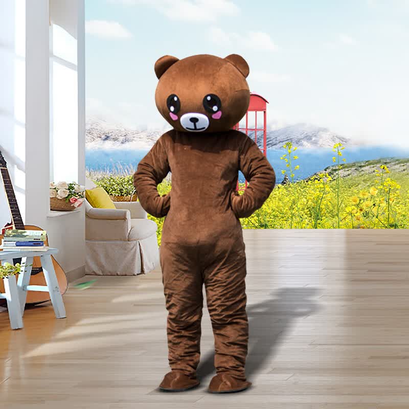 布朗熊卡通人偶服装抖音传单熊行走玩偶衣服道具表演服装网红熊打工熊