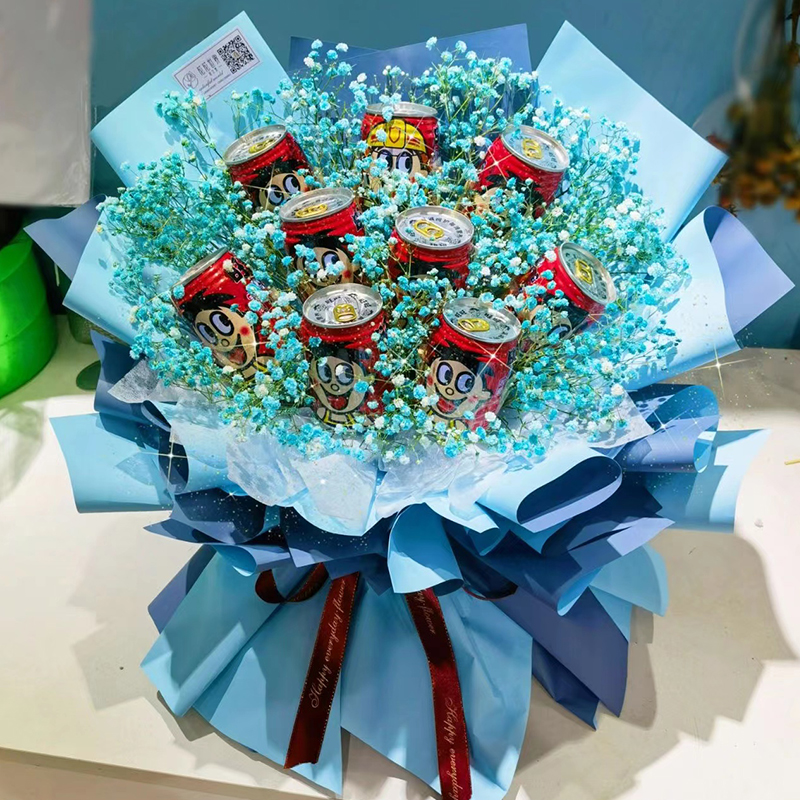 鲜花情六一儿童节成品旺仔牛奶养乐多棒棒果冻零食礼包鲜花礼盒花束送