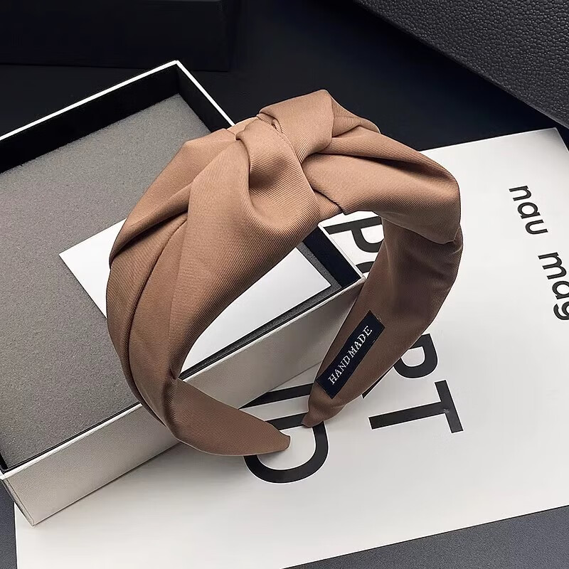 HANS’F发箍女黑色发卡宽边高颅顶头箍网红新款高级感头饰遮白发高端发捆 咖色 京东折扣/优惠券