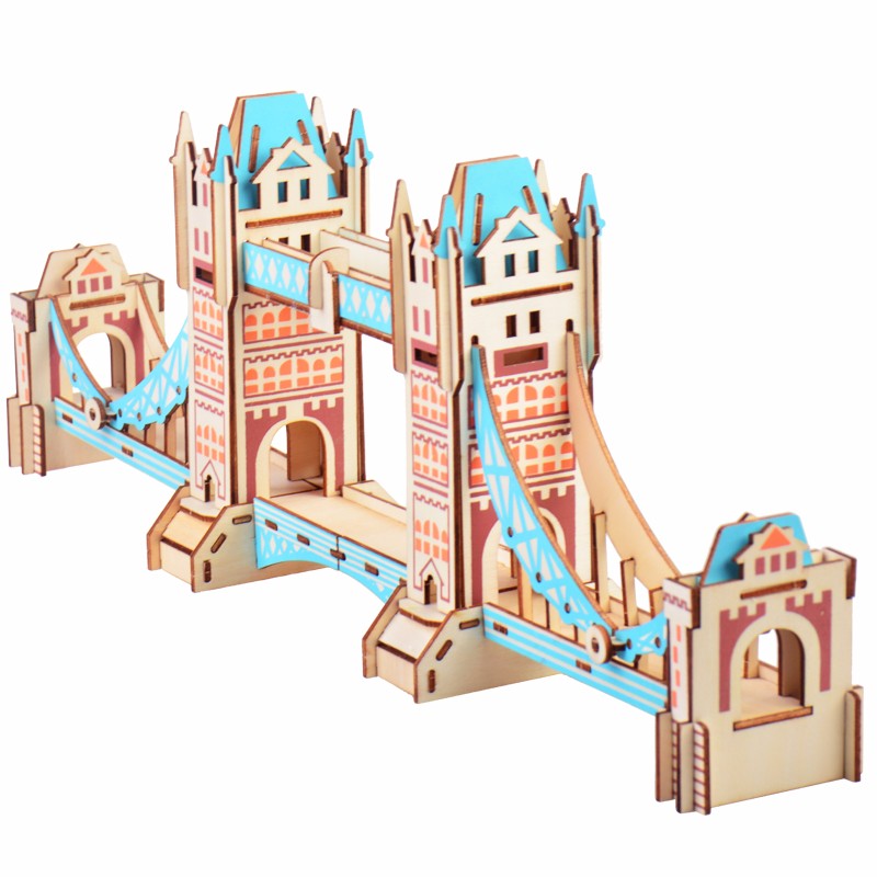 拼图 木质桥梁模型手工木制品拼装diy微缩房子建筑拼插玩具 伦敦塔桥