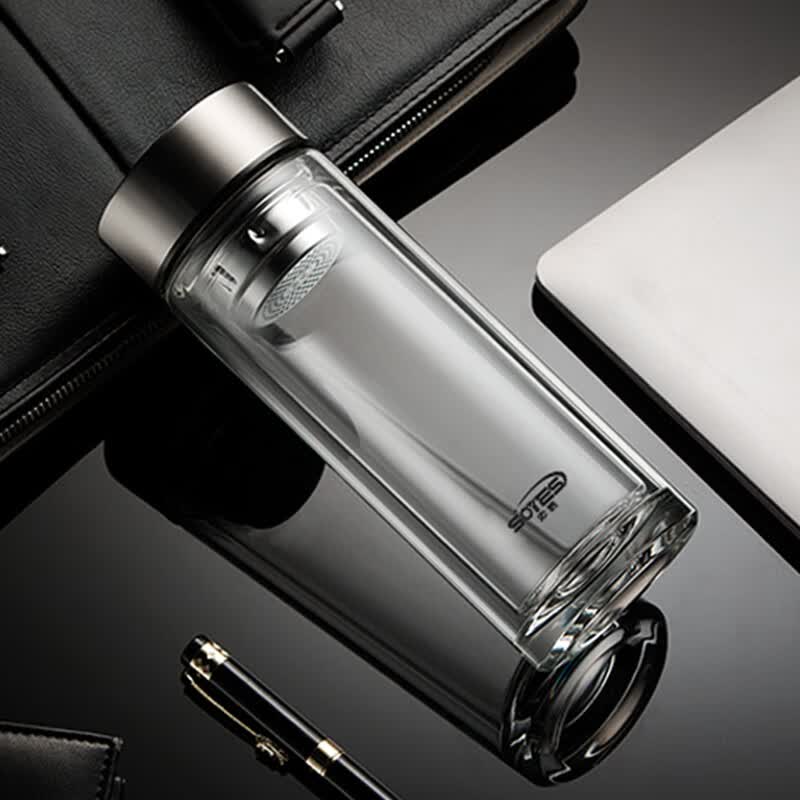 索野德国soyes玻璃杯子水杯茶杯高档双层隔热商务水晶杯保温刻字 钢