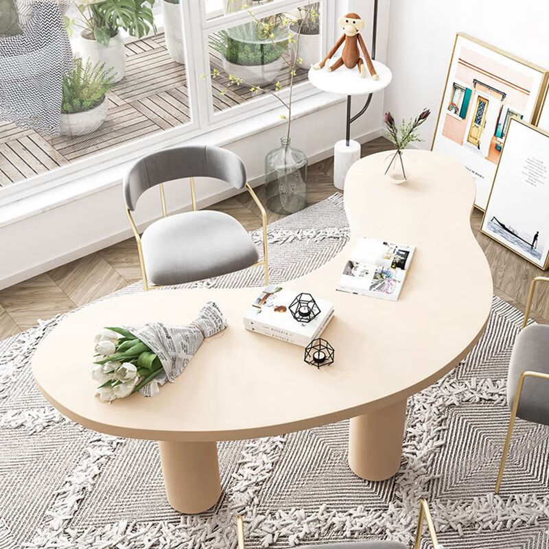 出写北欧简约办公桌异形电脑桌创意书台设计师写字台转角圆弧书桌 150