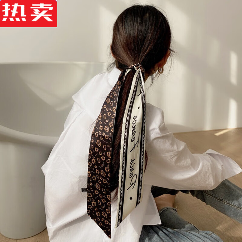 snqp丝巾发饰头饰女头巾绑发细长飘带绑马尾法式编发丝带外出头发绳