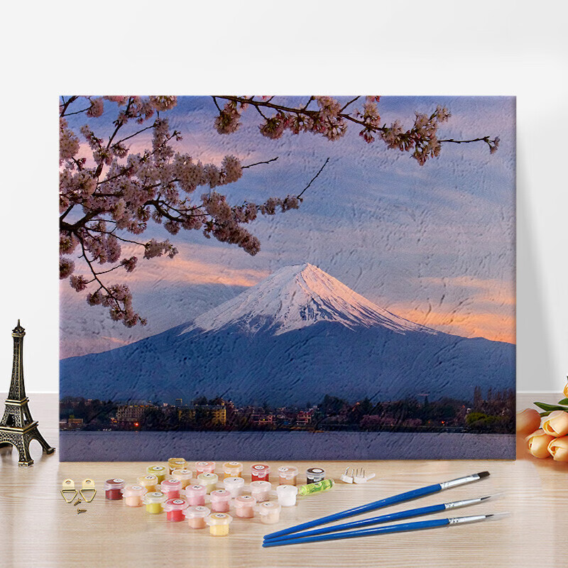 diy数字油彩画花卉风景儿童手绘世界名画郁金香礼物装饰可定制 富士山