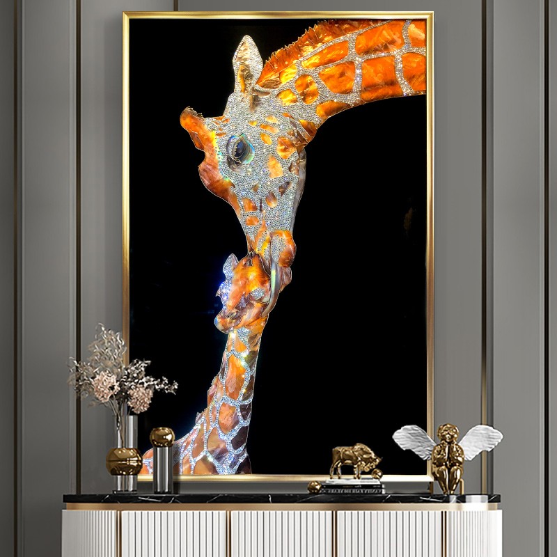玄关装饰画北欧长颈鹿挂画动物儿童房挂画客厅壁画 《长颈鹿》竖版
