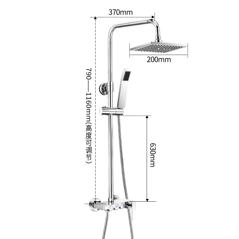 菲文特铜花洒套装yg568卫生间淋浴房家用通用洗澡冷热水顶喷混水 按键