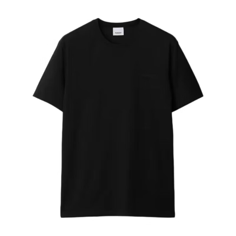博柏利（BURBERRY）现货 男士黑色纯色棉质字母刺绣圆领短袖T恤80839411 S