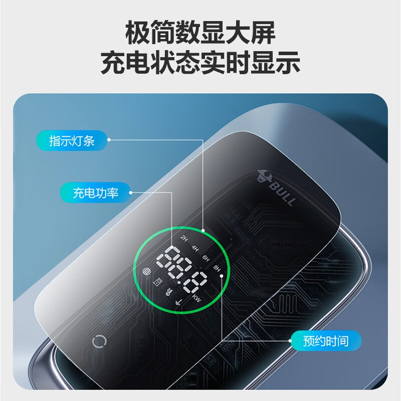 公牛充电桩21kw适配特斯拉7kw11kw阿维塔12智己ls6问界m7极氪007小米汽车SU7新能源电动汽车充电器家用 7KW乐享版-带LED大屏(送5米安装包)