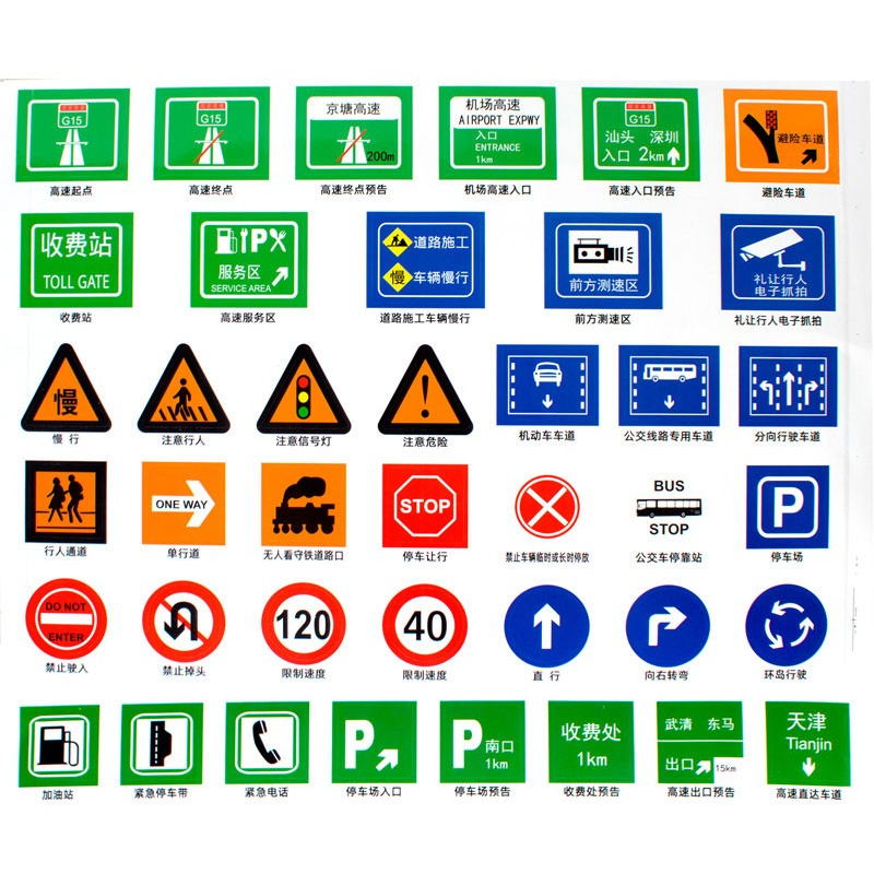 者交通标志牌儿童幼儿园教学教育早教认识交通标识贴纸消防安全标志