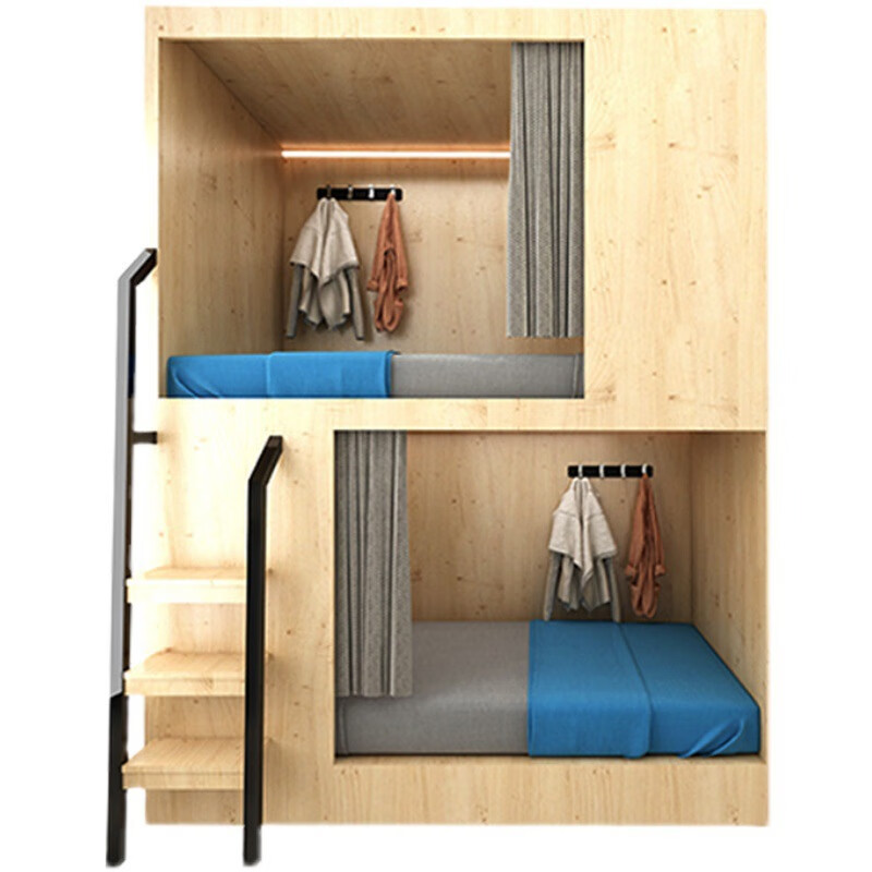 莎庭实木上下床全包公寓床板式双层床员工宿舍高低床多层实木板上下铺