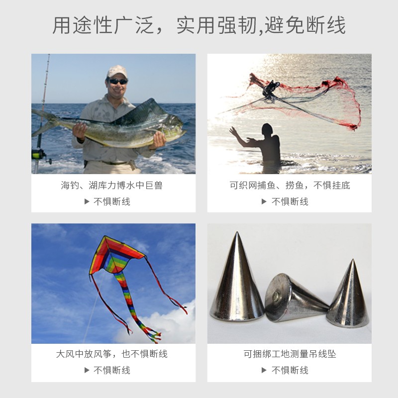 千丝坊 8编pe线大力马鱼线主线子线海钓路亚线1000米路亚线大力马编织线 8编白色 1000米 4.0号【线径0.32mm】