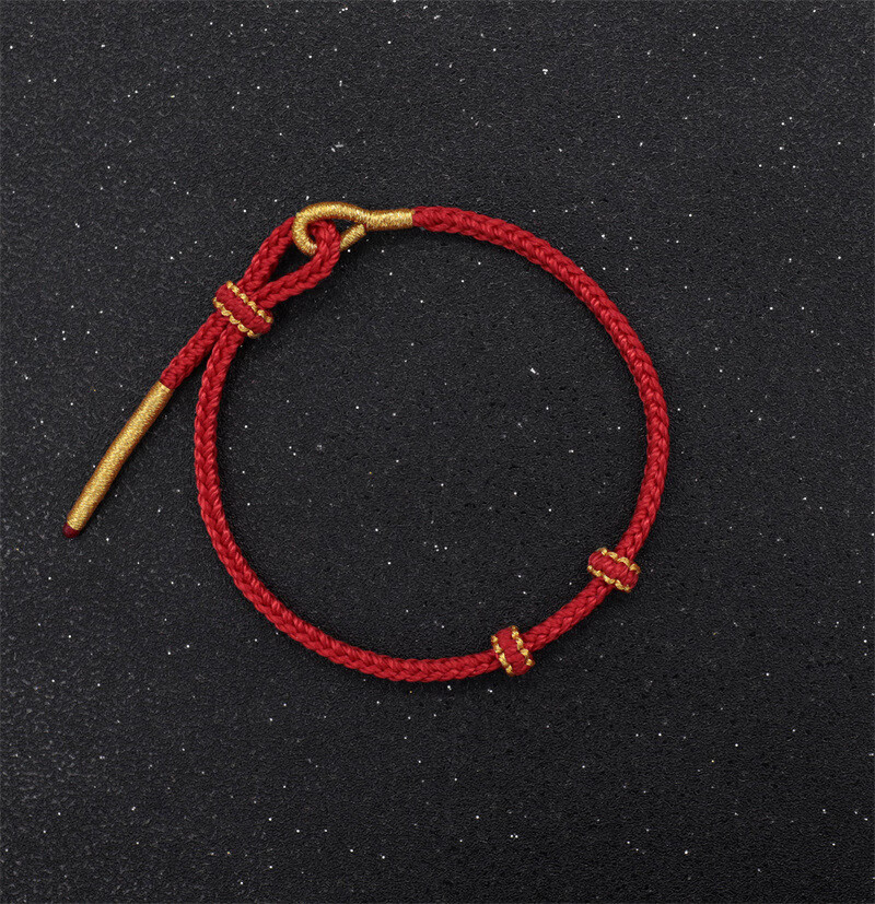 韩裴内思新款手工编织八股结手绳半成品细款可穿吊坠情侣红绳手链