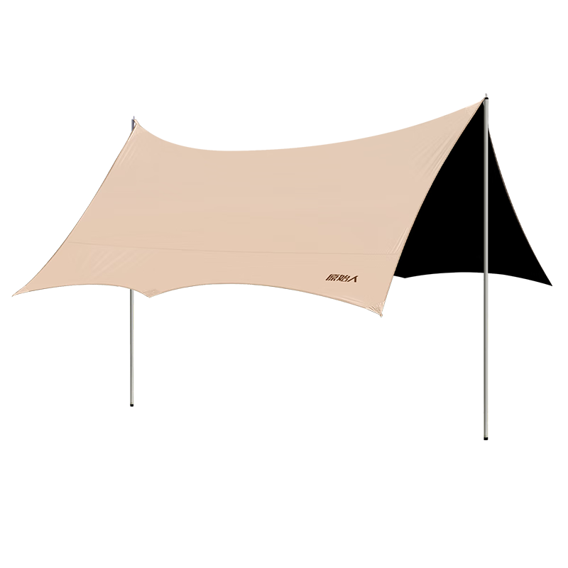 原始人 黑膠天幕帳篷戶外露營網(wǎng)紅野營遮陽棚野餐桌椅防曬八角蝶形 【速搭款】26㎡【八角焦糖咖-2.6M高桿】建議2-18人