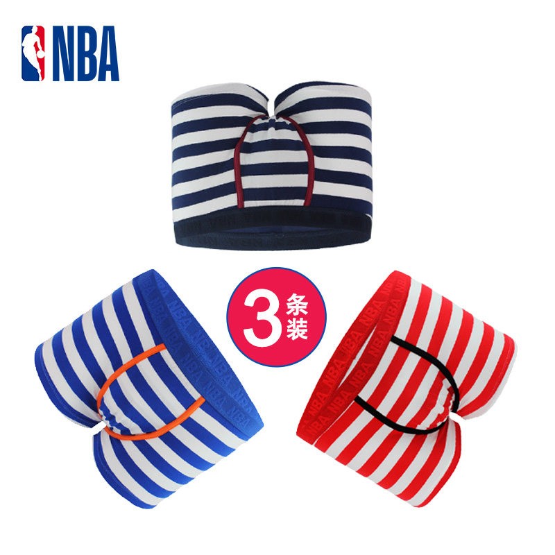 NBA内裤男士中腰平角裤修身透气舒适棉休闲运动底裤男四角短裤衩 红/蓝/深蓝 3条 M (170/90)