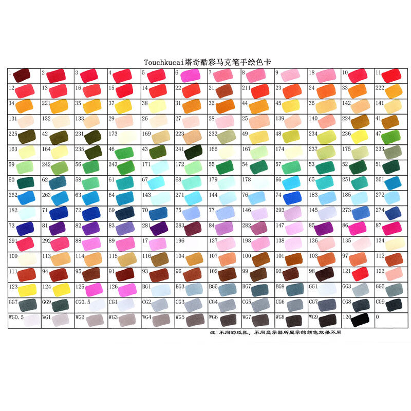 touchkucai204色单支双头马克笔油性彩色记号马克笔学生手绘涂鸦 黑杆
