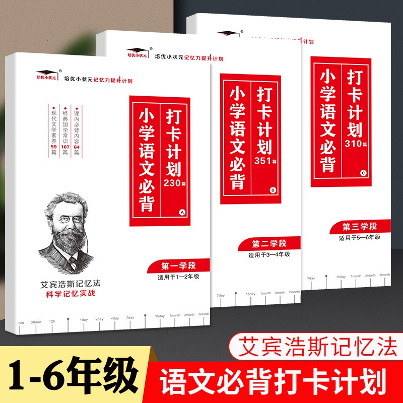 【小学艾宾浩斯记忆法】小学默写背诵打卡计划语文英语必背古诗词文单词词汇培优小状元小学一二三四五六课内必读知识艾宾浩斯遗忘曲线中小教辅暑假寒假作业打卡计划 【热】三本装:语文打卡计划ABC【适合1-6年