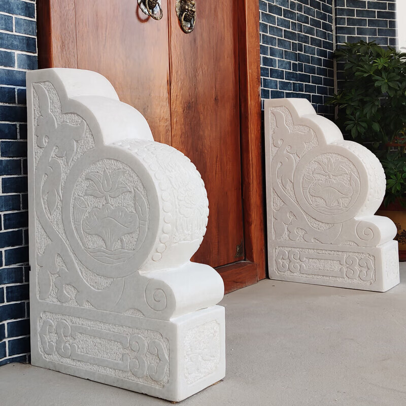 京石云  石雕汉白玉门墩抱鼓石一对做旧大理石家用青石门鼓家门口石鼓