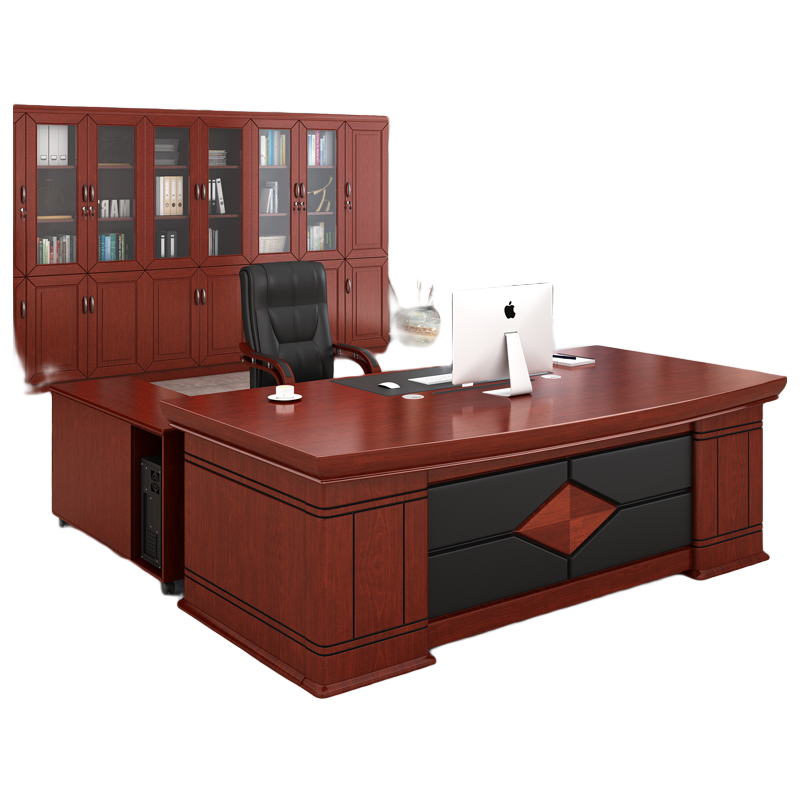 遵诀409木皮老板桌办公桌椅组合桌子办公室简约现代总裁桌经理桌主管大班台商用中式办公家具 409木皮#1.6米单桌(不带副柜)