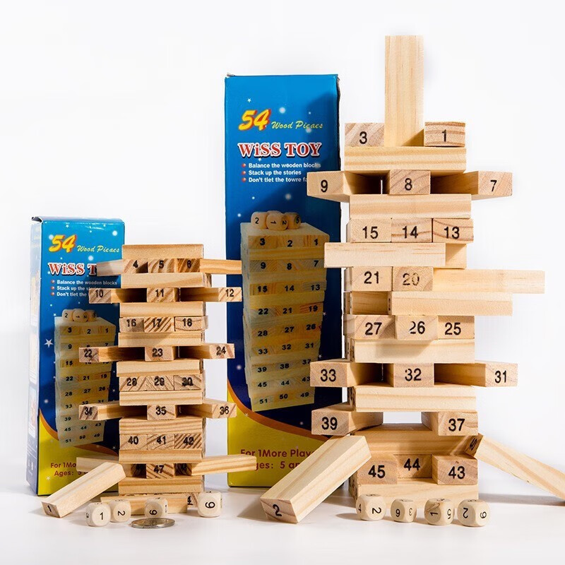 孩因岛（Haiyindao）创意玩具亲子互动叠叠乐木质抽抽乐釜底抽薪玩具创意 叠叠乐1盒（54颗）