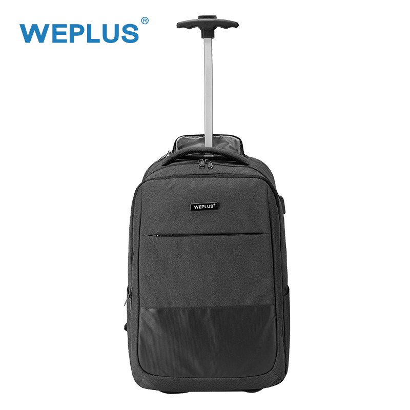 WEPLUS唯加 拉杆包男士商务双肩背包电脑包大容量可手提多功能拉杆包 WP2755 黑灰色