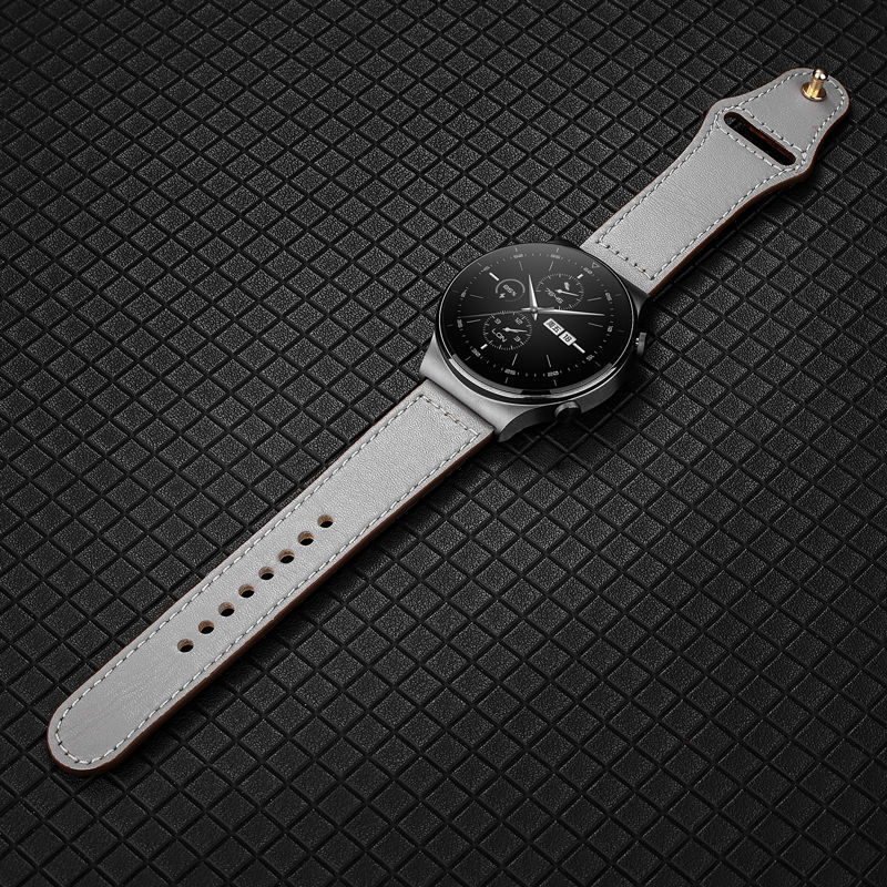 gt2pro表带真皮watch3/3pro替换带gt2荣耀magic2代46mm 反扣牛皮-灰色