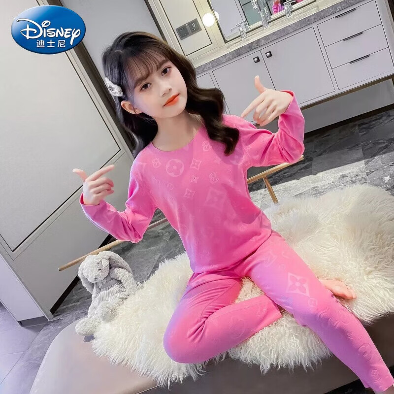 迪士尼(disney)儿童秋衣秋裤睡衣3-16岁精品新款男女儿童无骨德绒压花