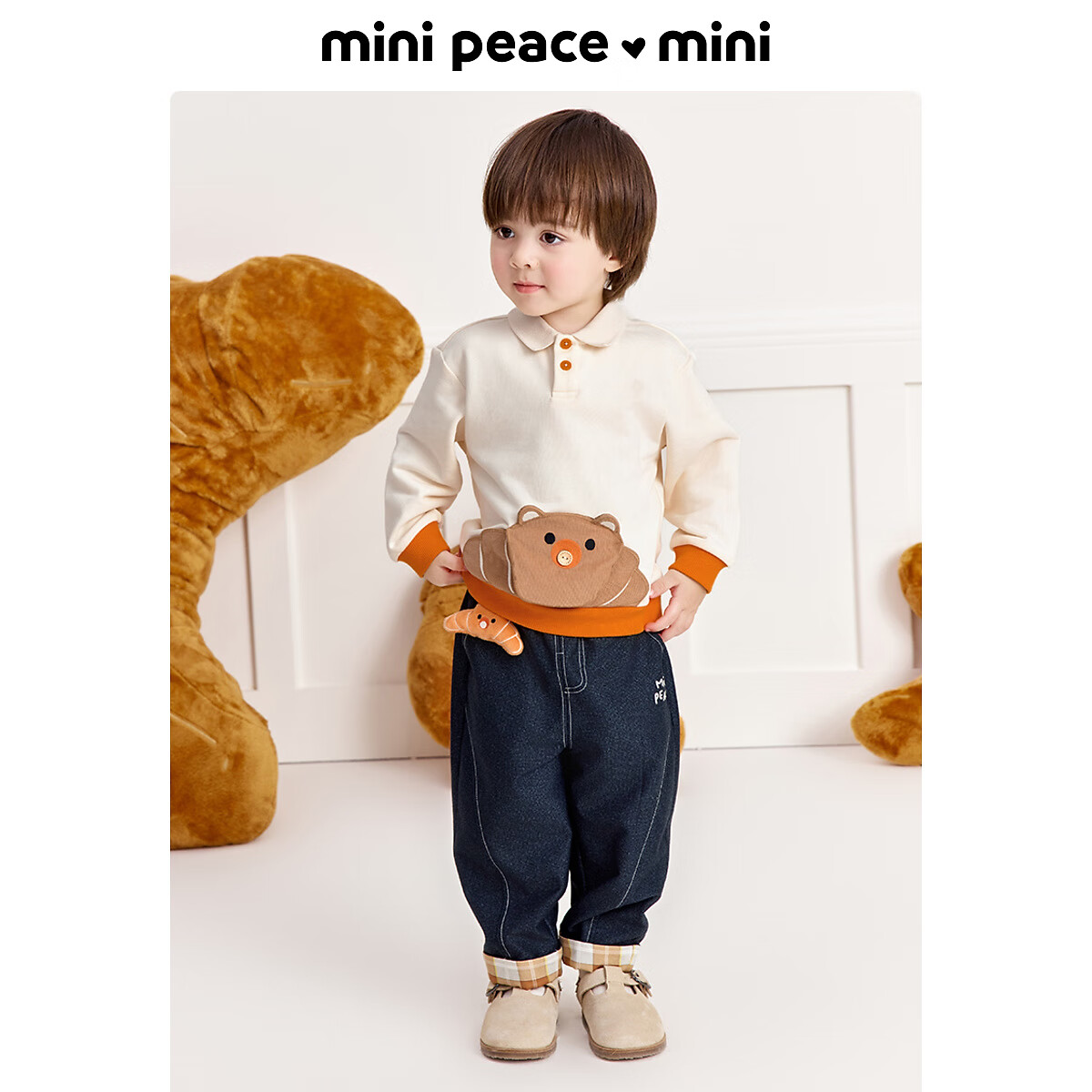 MiniPeace太平鸟童装秋幼童卫衣F3CRE3301 白色 100 56cm