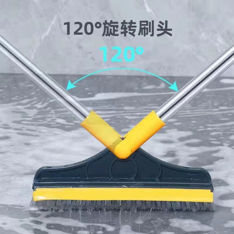 Jepoo卫生间V型地板刷洗地刷浴室刮板刷地缝刷瓷砖长柄硬毛厕所清洁刷 两个装