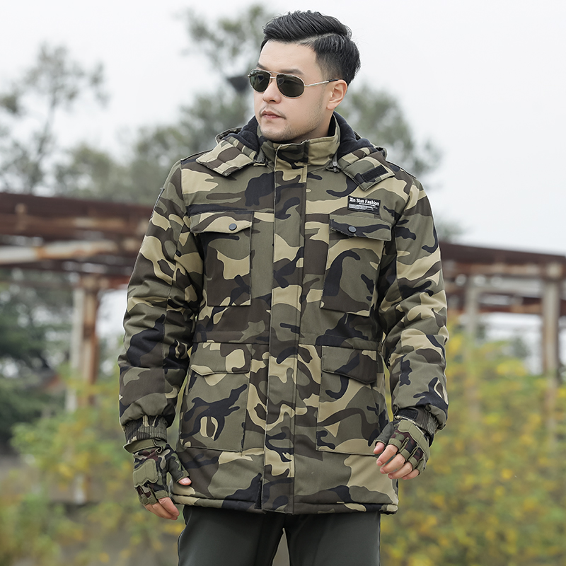 迷彩棉服冬季加厚迷彩军棉大衣男中长款多功能军绿防寒保安工作服棉袄
