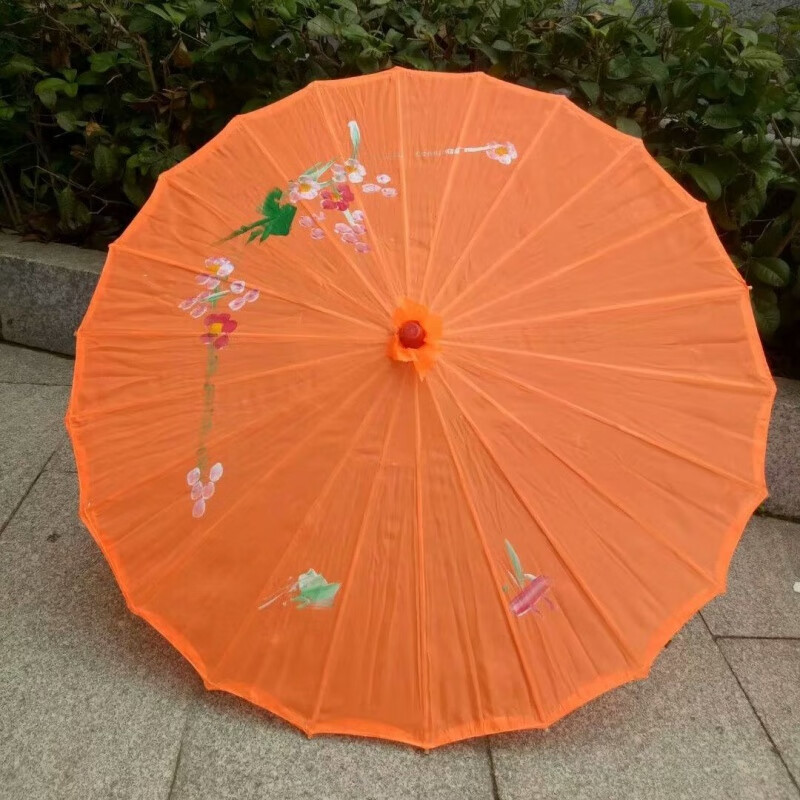 旗袍模特t台走秀道具伞广场舞台出嫁女室内外装饰伞北极象 橘黄绸布
