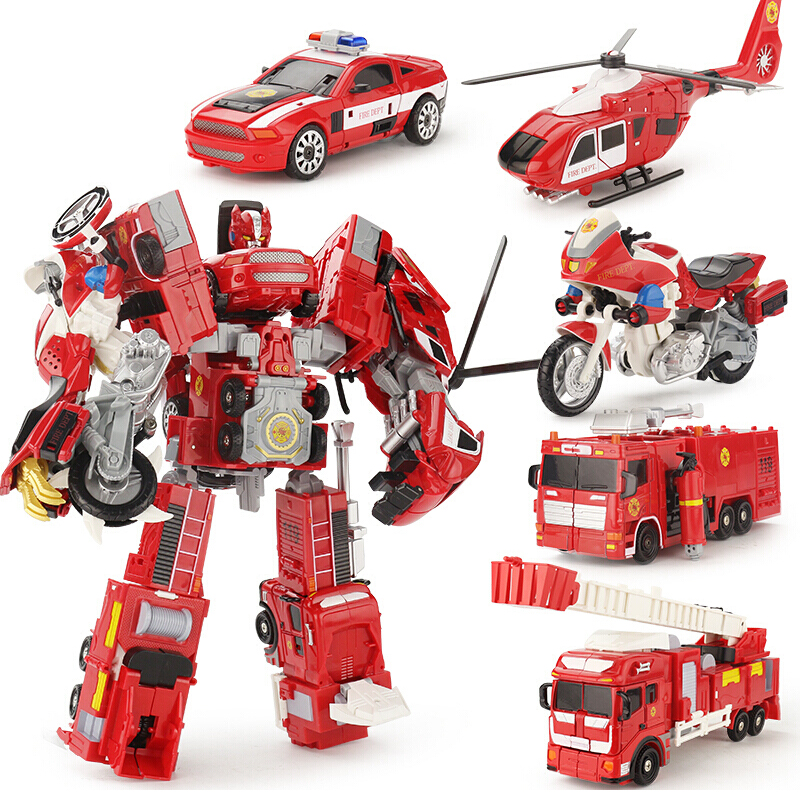 凯裕合金合金仿真车变形机器人玩具金刚大力神消防工程车儿童塑料合金