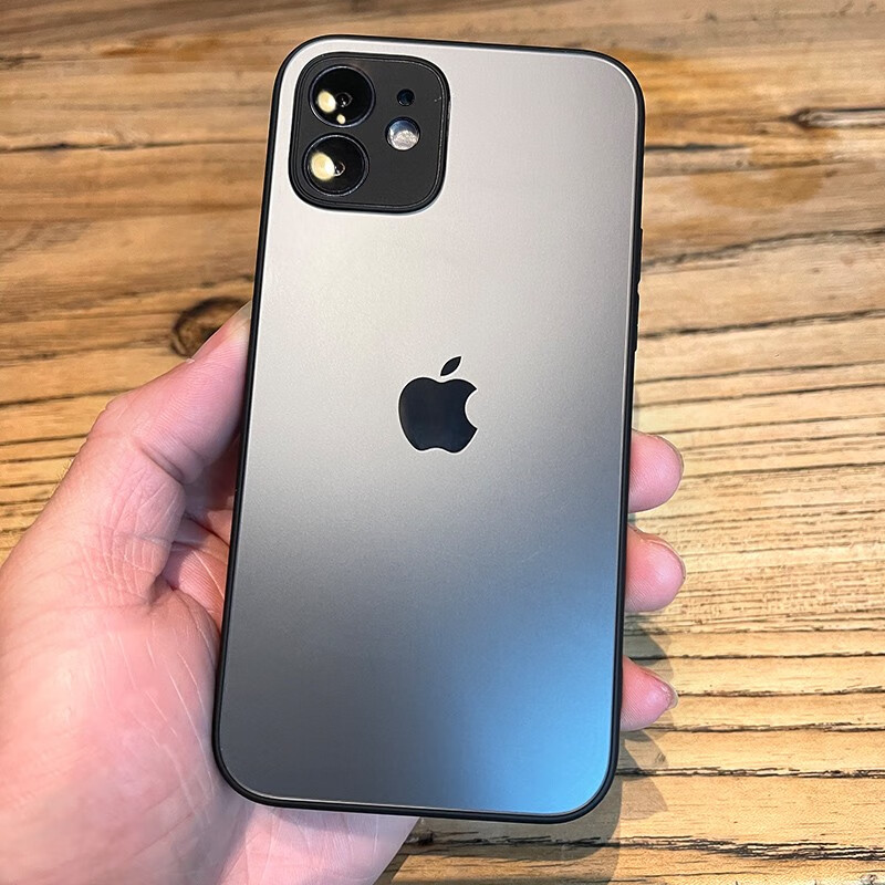 iphone12pro max镜头全包超薄防摔软胶直边 苹果12【石墨黑】磨砂玻璃